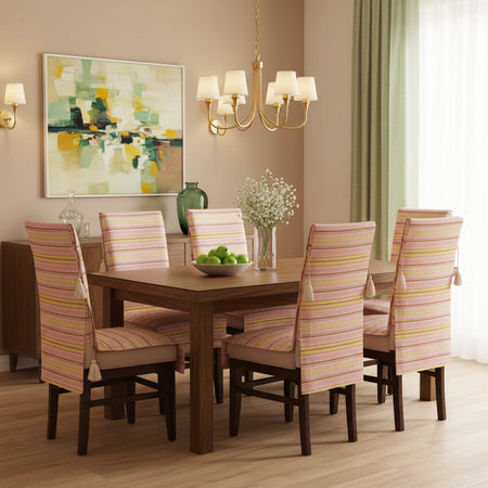 3 Seater Sofa Cover + 6 Chair Covers,Fuschia Feather