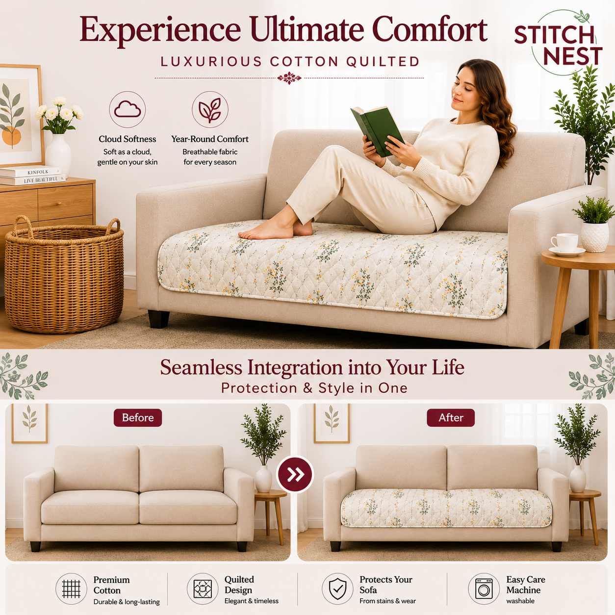 1 Seater (24x30 Inch),Blossom