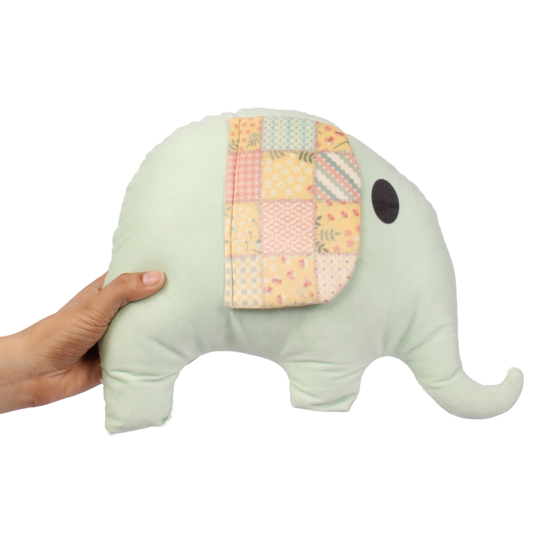 Pack of 2 Addorable Cuddly and Perfect Plush Cute Shaped Cushion for all ages - Green Elephant