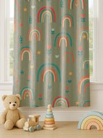 Load image into Gallery viewer, Kids Velvet Curtain | Rainbow Doddle print | 5 feet | Set of 2
