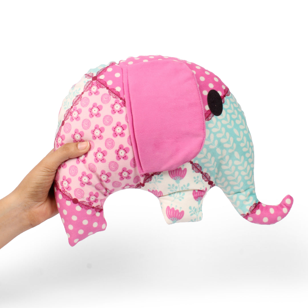 Pack of 2 Addorable Cuddly and Perfect Plush Cute Shaped Cushion for all ages - Pink Elephant