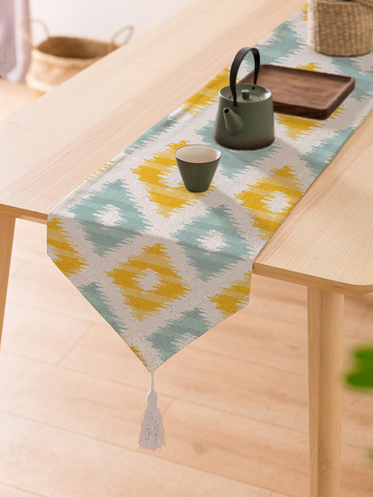 Yellow Geometric Polycotton Table Runner