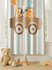 Kids Velvet Curtain | Animal Express print | 7 feet | Set of 2
