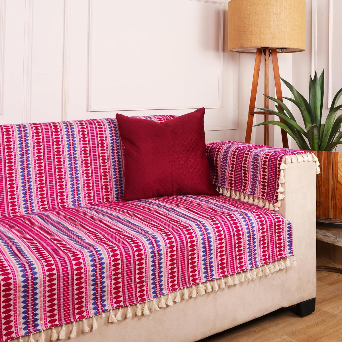 3 Seater Sofa Cover + 6 Chair Covers,Mauve Mosaic