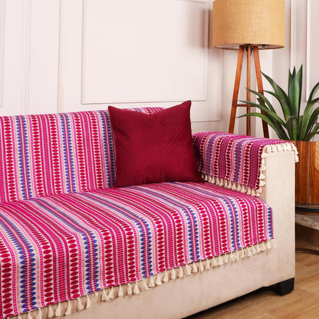 3 Seater Sofa Cover + 6 Chair Covers,Mauve Mosaic