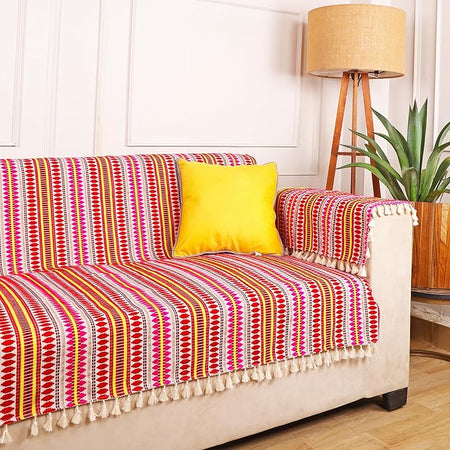 3 Seater Sofa Cover + 6 Chair Covers,Sizzling Scarlet