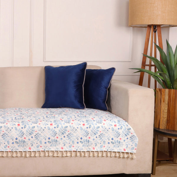 Quilted Velvet Printed Leafpile Sofa Cover Set – 1, 2 & 3 Seater