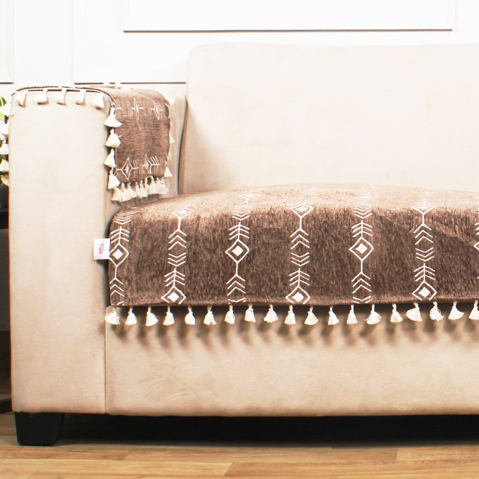 Printed Chenille Sofa Cover for 1 Seater, 2 Seater & 3 Seater with Hand Rest