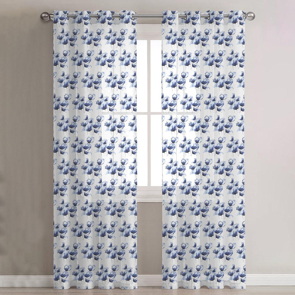 Flora Sheer Curtain for Living Room, Bedroom - 7 Feet