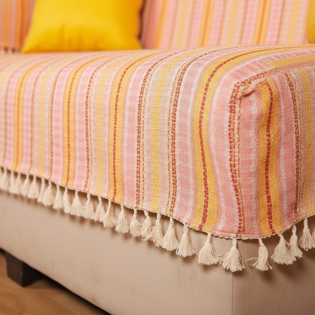 3 Seater Sofa Cover + 6 Chair Covers,Fuschia Feather