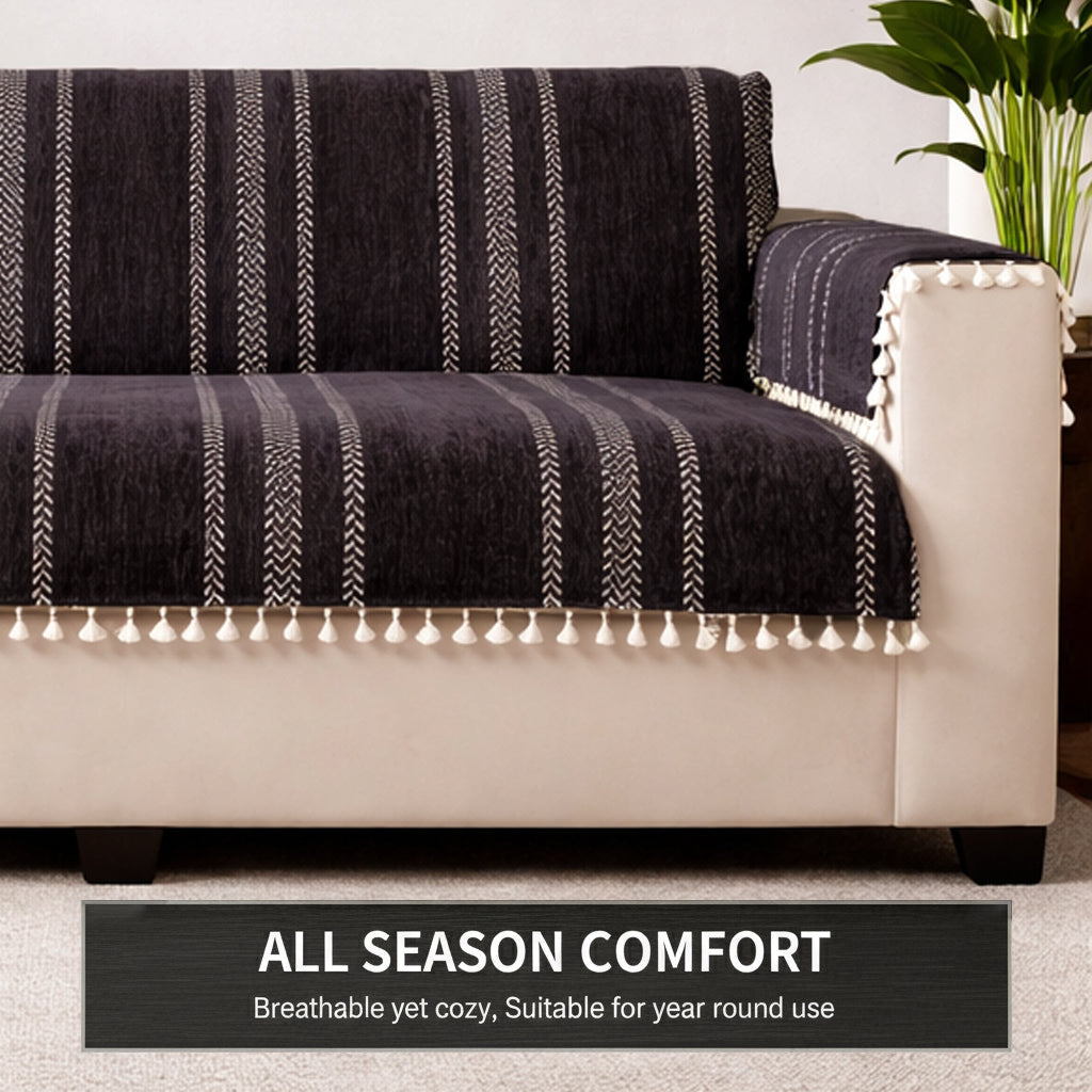 3 Seater Full (70x60 Inch),Black (Stripe)
