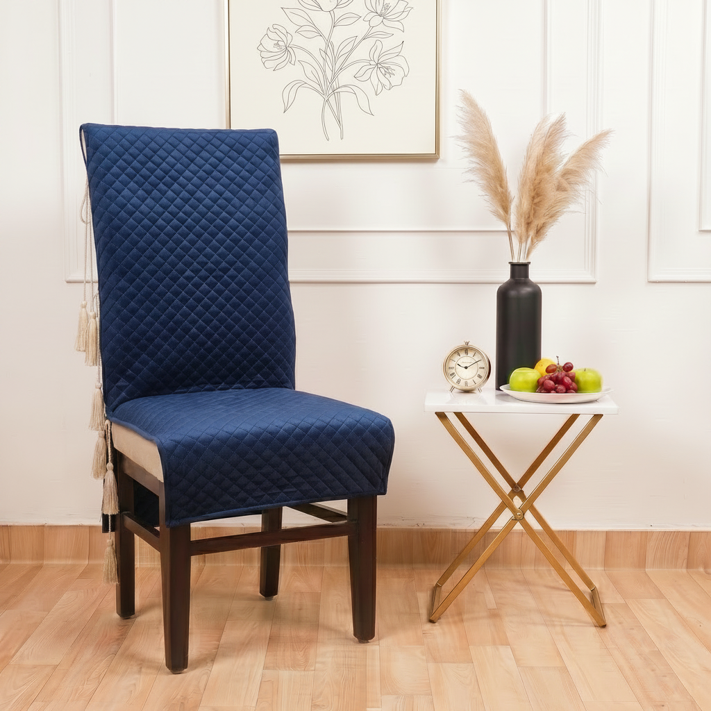 Table Cover (54 x 78 Inches) + 6 Chair Covers,Blue
