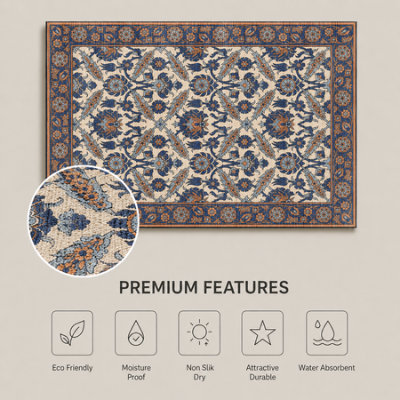 Blue Tulip Vine Ottoman Floral Rug 5x7 ft - view 5