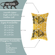 Soft Touch Luxurious Yellow Bird Printed Cotton Canvas Rectangular Cushion Cover Set of 2