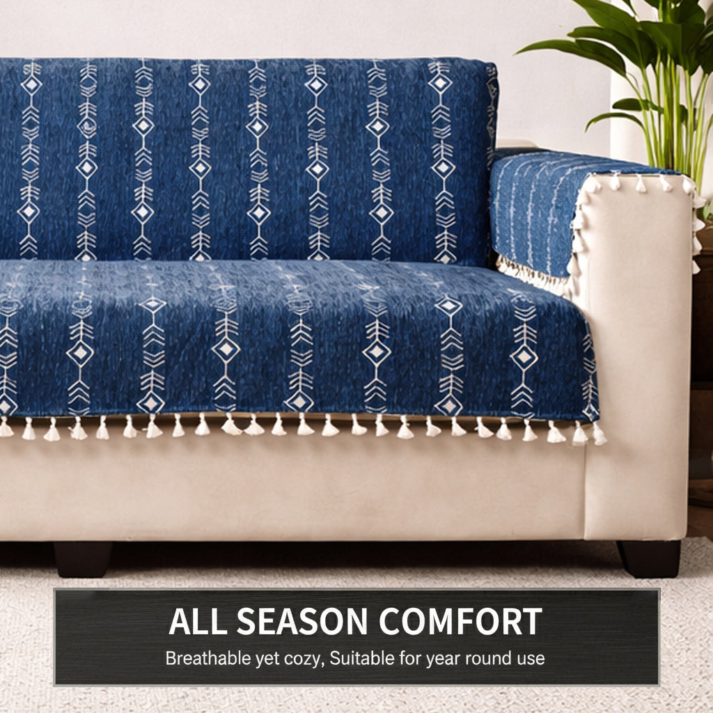 3 Seater Full (70x60 Inch),Blue (Arrow)