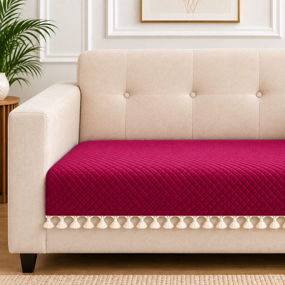 3 Seater + 16x16 Inches (set of 5),Maroon