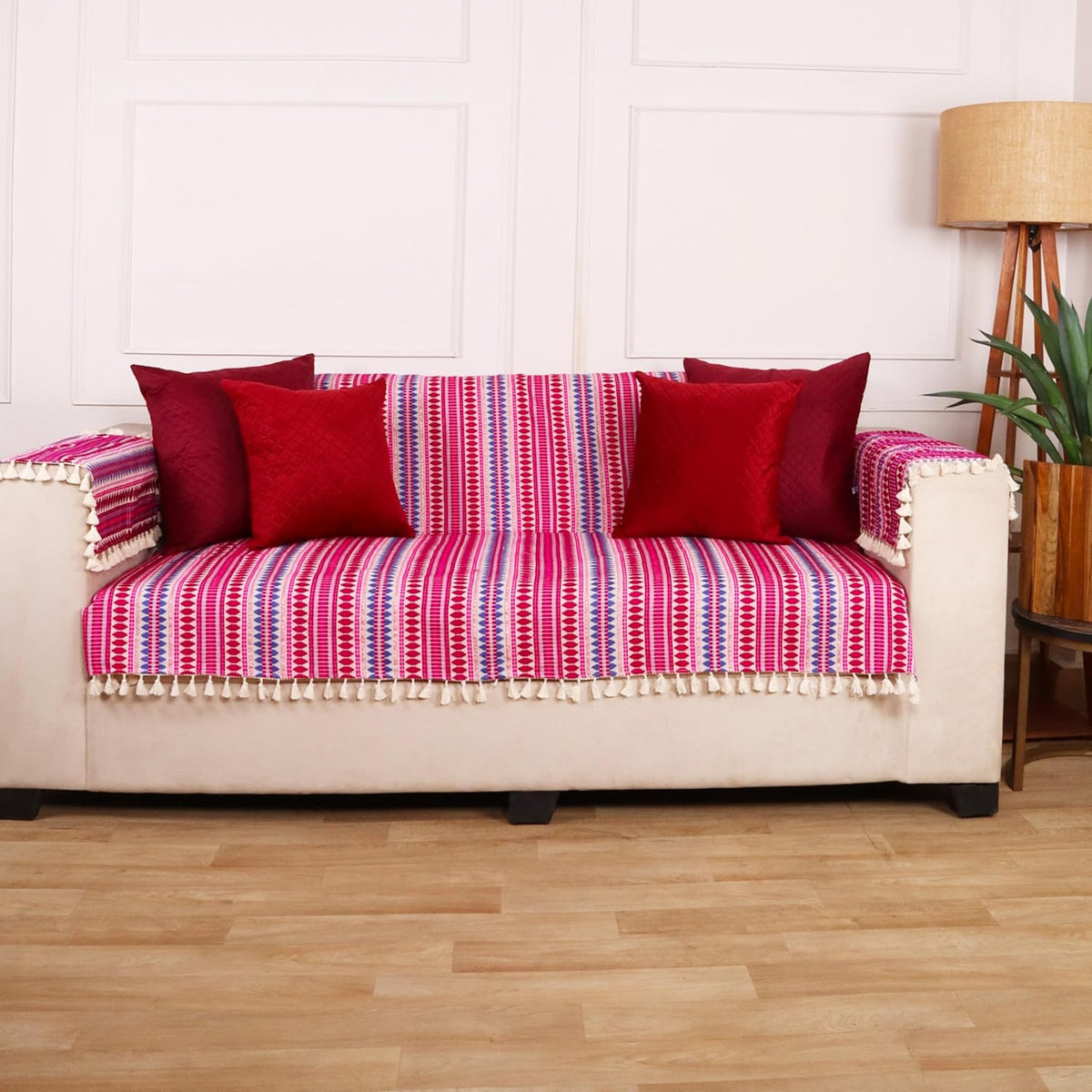 3 Seater Sofa Cover + 6 Chair Covers,Mauve Mosaic