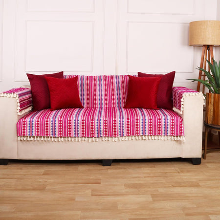 3 Seater Sofa Cover + 6 Chair Covers,Mauve Mosaic