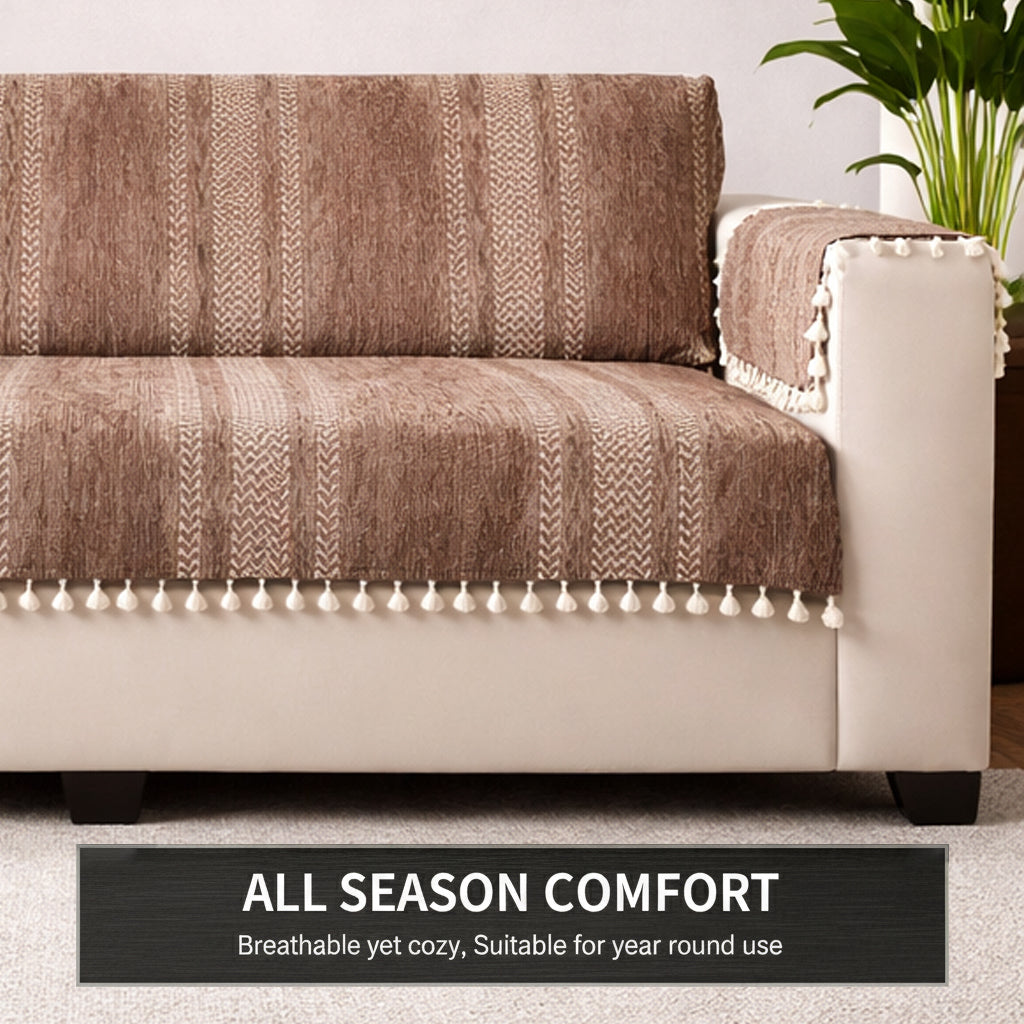 4 Seater Full (96x60 Inch),Beige (Stripe)