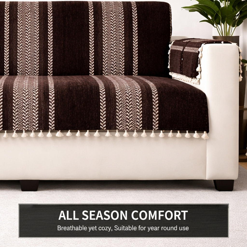 4 Seater Full (96x60 Inch),Brown (Stripe)