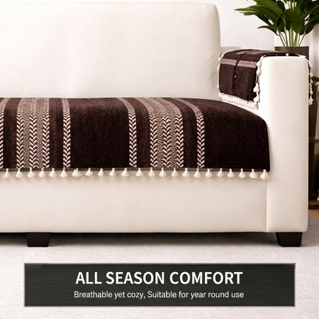 4 Seater Half (96x30 Inch),Brown (Stripe)