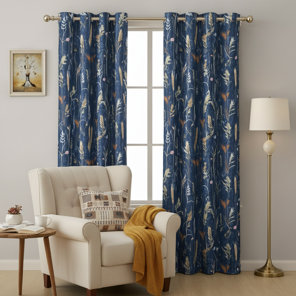 Prairie Whispering Gardens Series Premium Heavy Satin 100% Blackout Curtains 7 Feet Long Set of 1 | Door Curtain 7 Feet x 4 Feet | Perfect for Home Decor (Copy)
