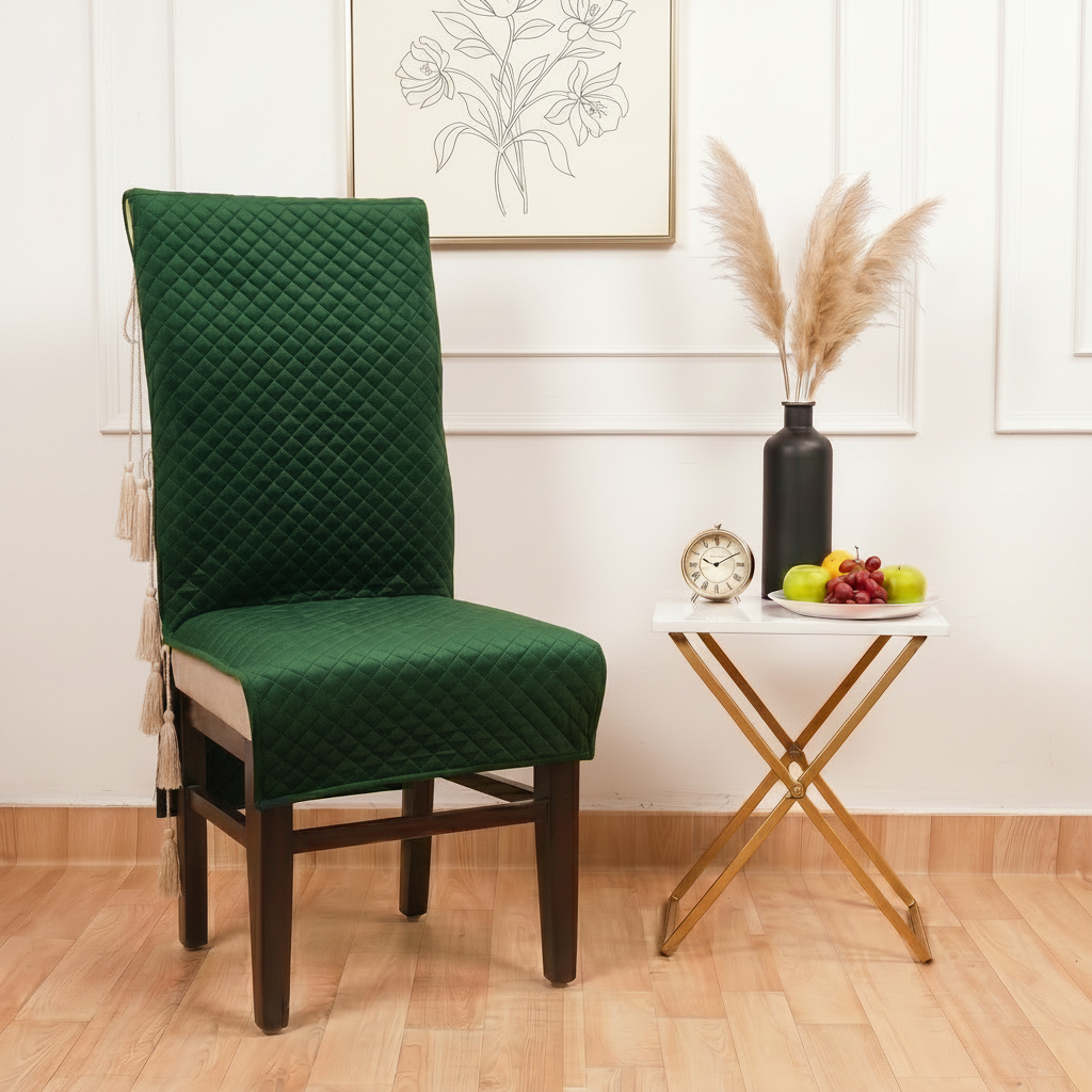 Table Cover (54 x 78 Inches) + 6 Chair Covers,Green