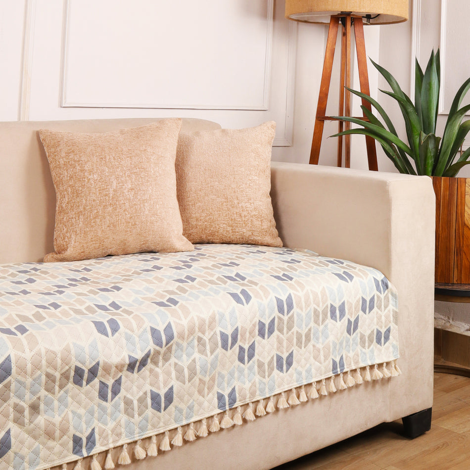 Quilted Velvet Printed Nordic Abstract Sofa Cover Set – 1, 2 & 3 Seater