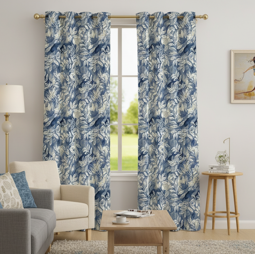 Daybreak Whispering Gardens Series Premium Heavy Polyester 100% Blackout Curtains 7 Feet Long Set of 1 | Door Curtain 7 Feet x 4 Feet | Perfect for Home Decor