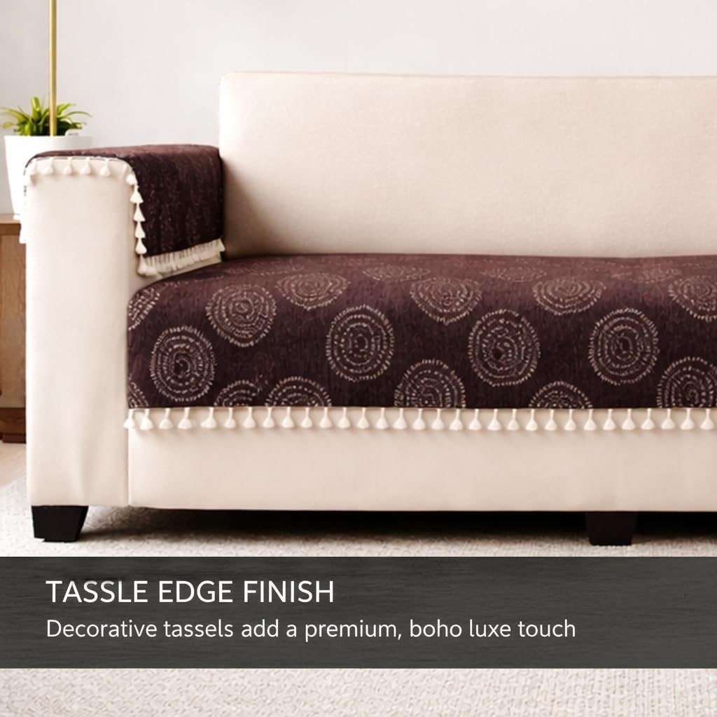 STITCHNEST Artisoul Chenille Sofa Cover 3 Seater Brown - image 6
