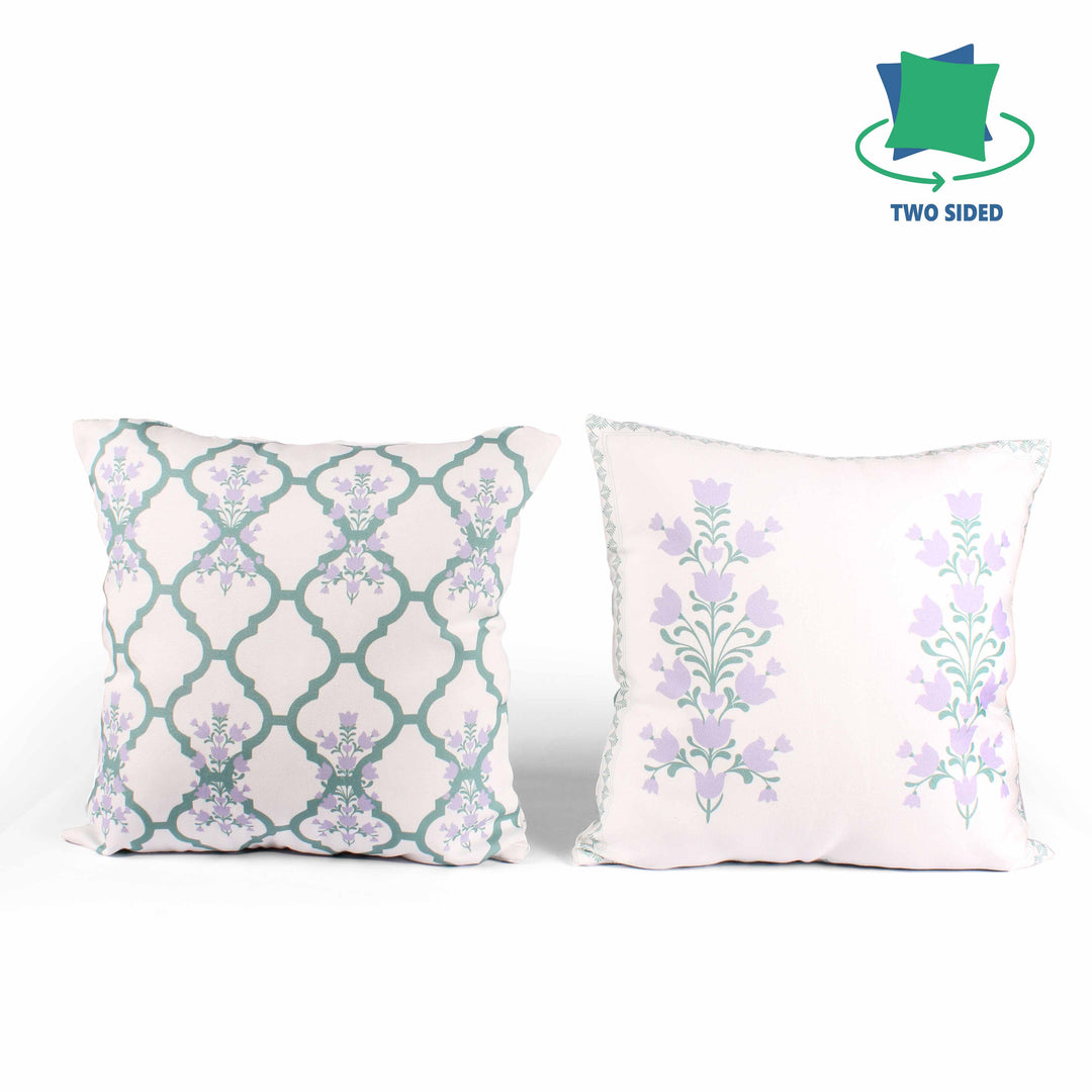 Both Side Block Print Summer Buds Cushion Cover Set of 2