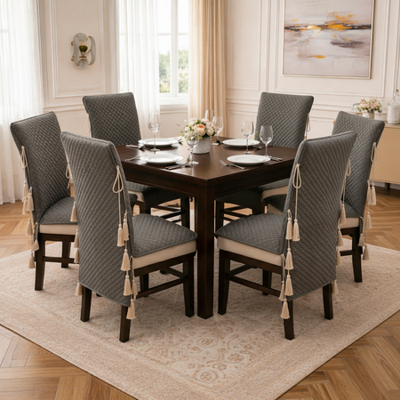 Table Cover (54 x 78 Inches) + 6 Chair Covers,Grey