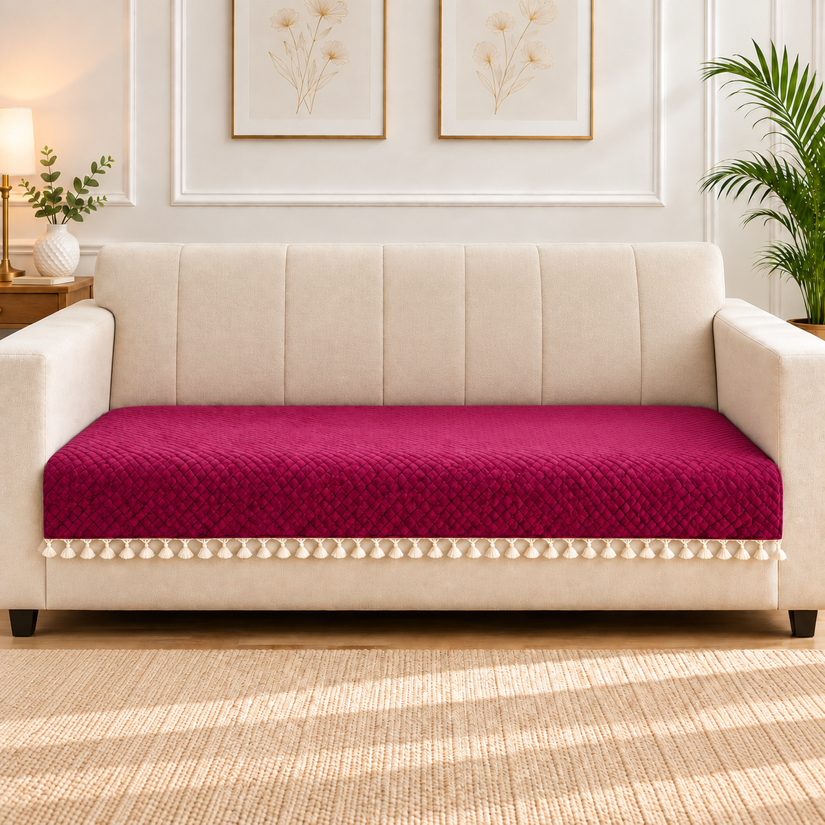 3 Seater + 16x16 Inches (set of 5),Maroon