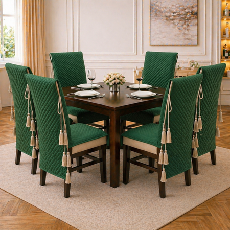 Table Cover (54 x 78 Inches) + 6 Chair Covers,Green
