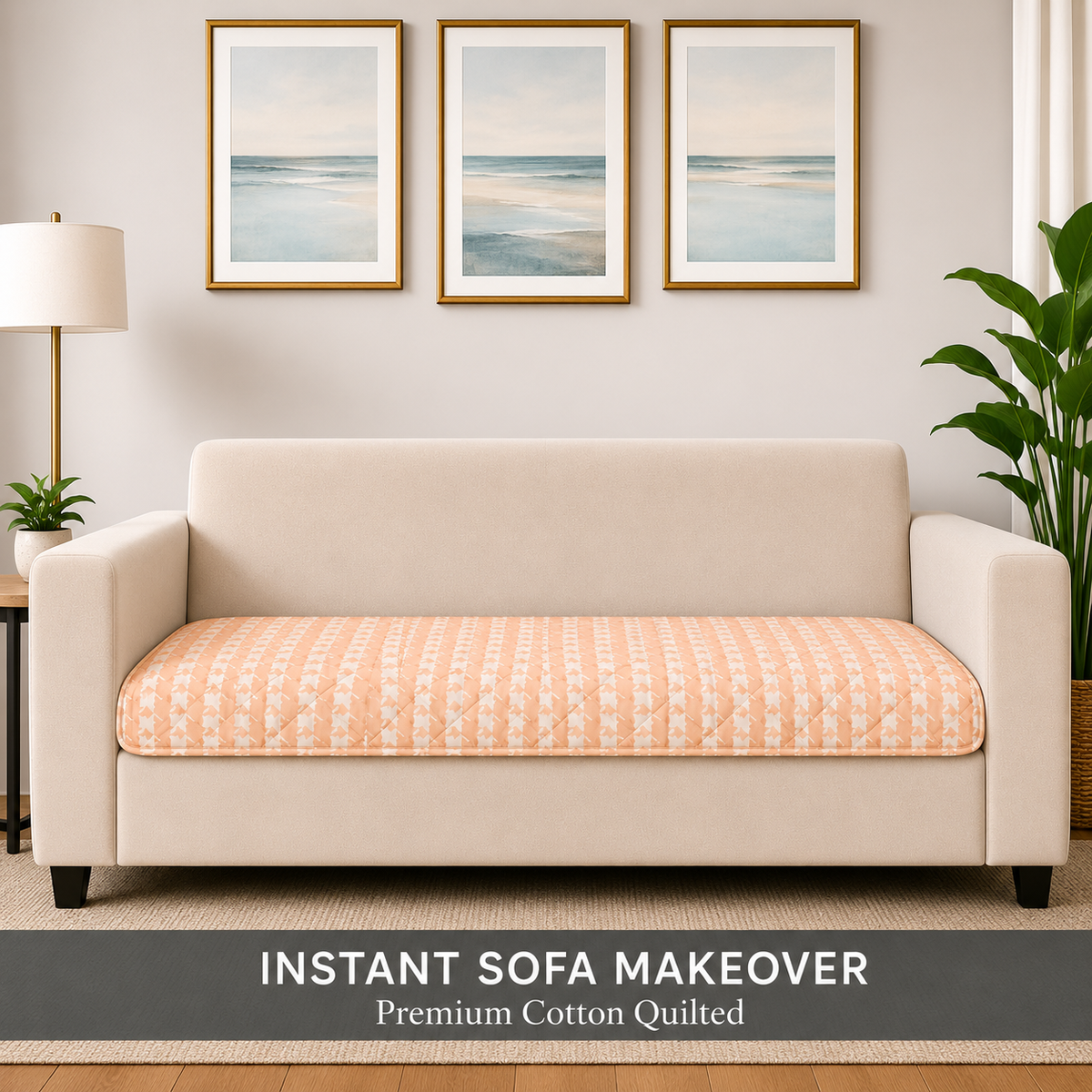 3 Seater (70x30 Inch),Peach Pixel