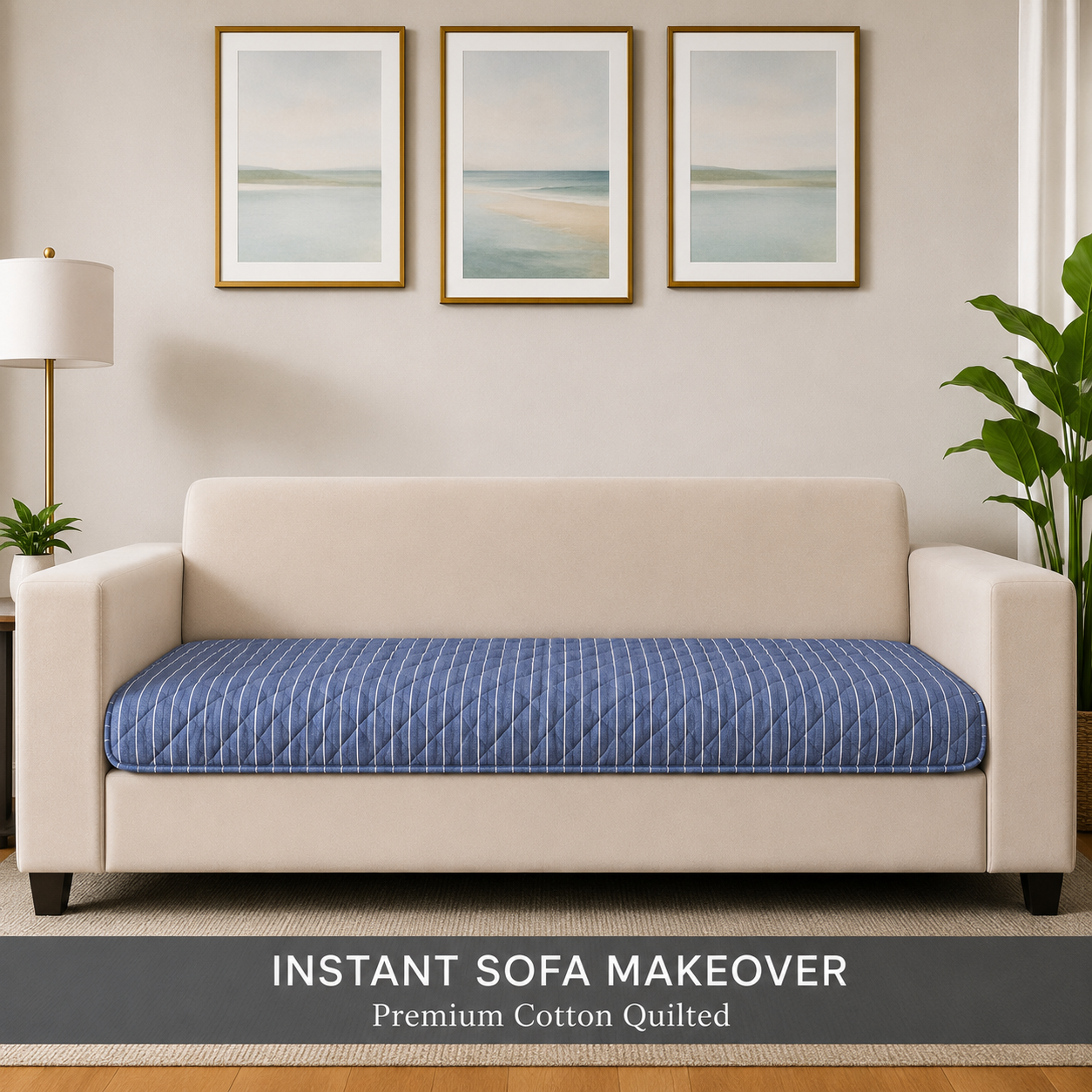 3 Seater (70x30 Inch),Oxford Blue