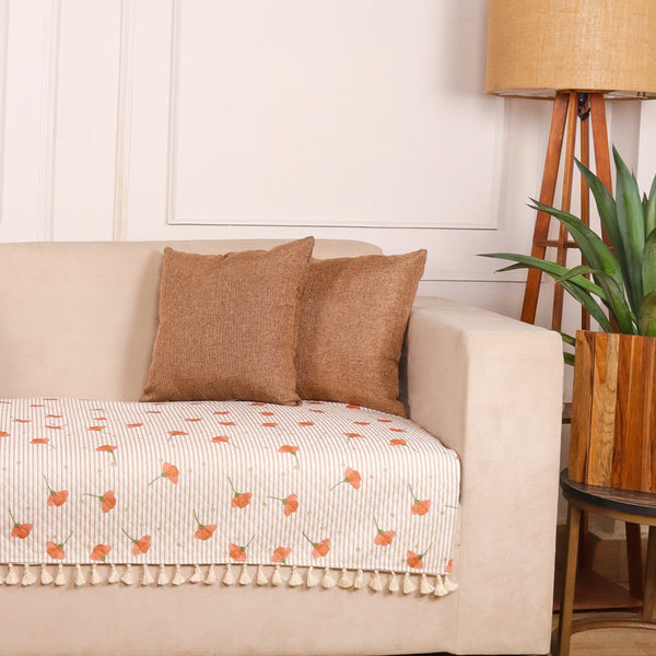 Quilted Velvet Printed Retro Floral Sofa Cover Set – 1, 2 & 3 Seater