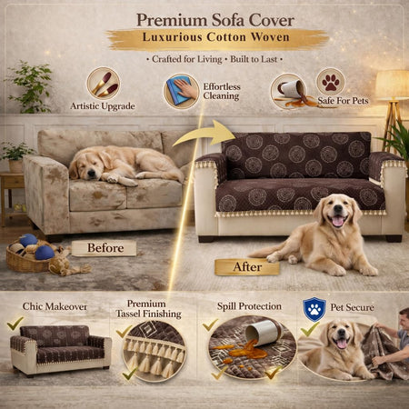 STITCHNEST Artisoul Chenille Sofa Cover 3 Seater Brown - image 3