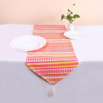 Load image into Gallery viewer, Aztec Orange Woven Fabric Table Runner with Tassel