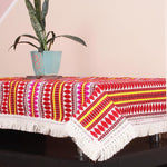 Load image into Gallery viewer, Aztec Red Woven Fabric Table Cover with Lace