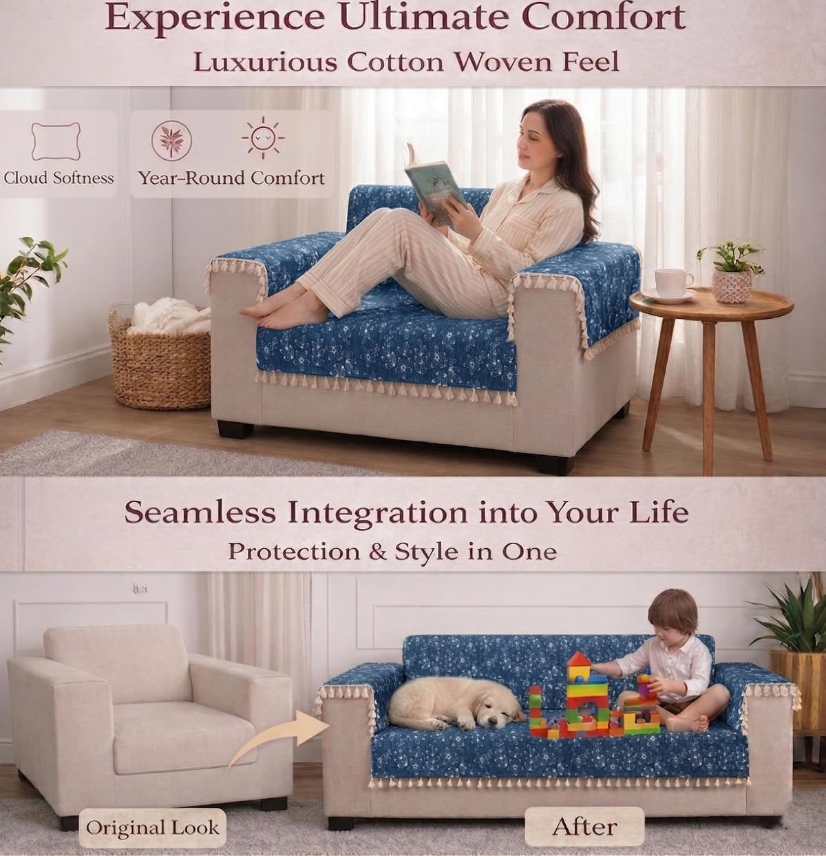 3 Seater Half,Blue