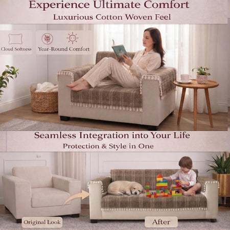 4 Seater Half (96x30 Inch),Beige
