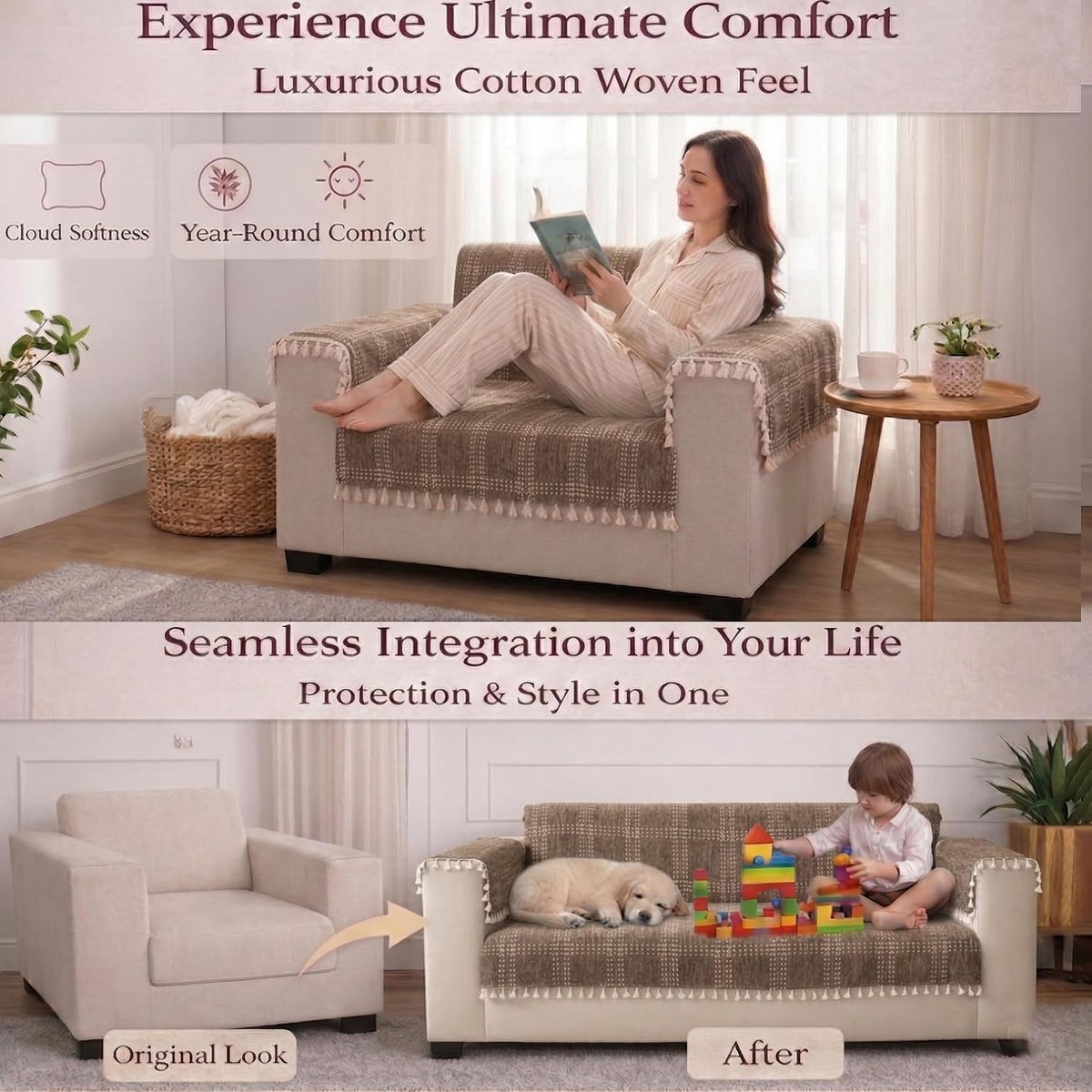 4 Seater Full (96x60 Inch),Beige