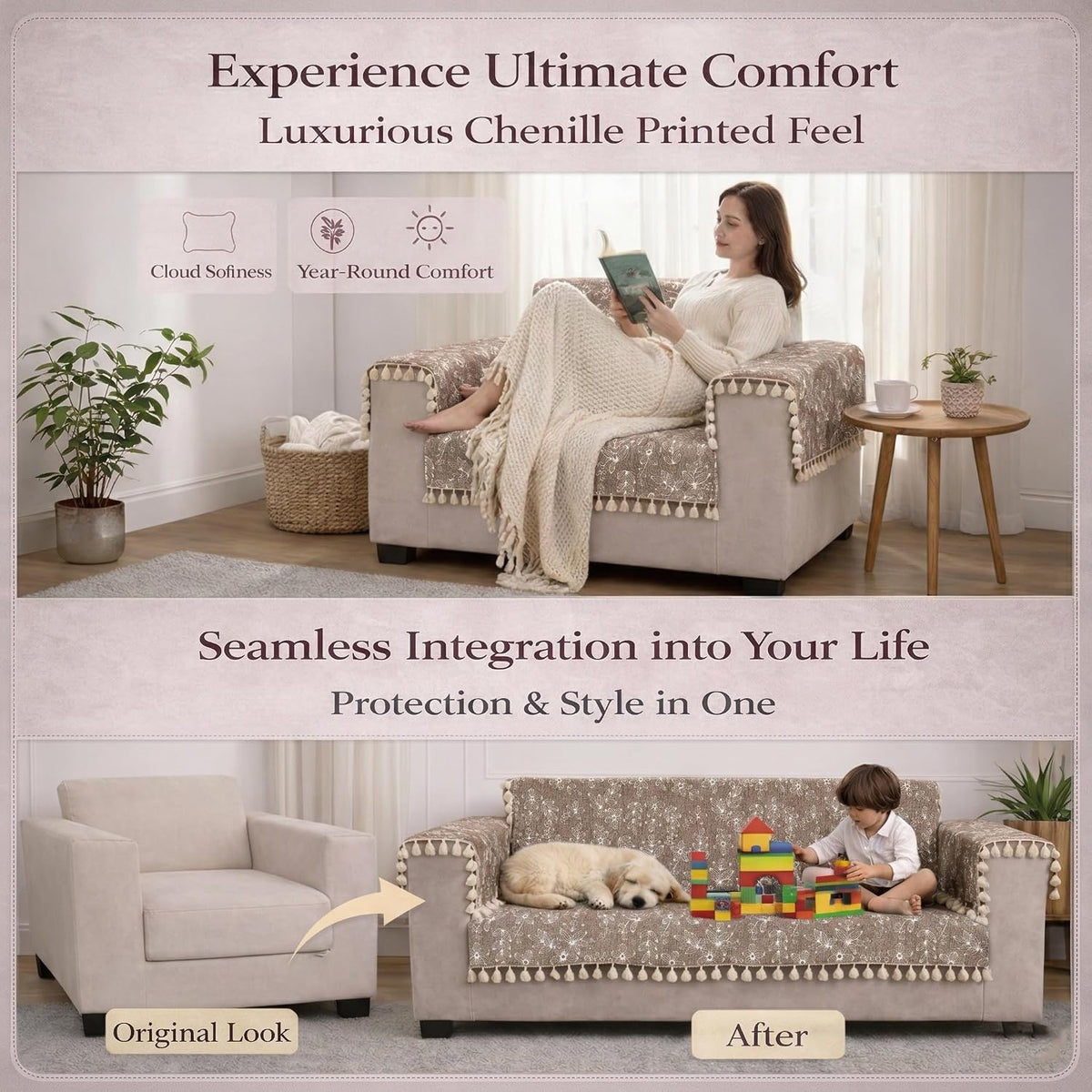 2 Seater Half,Beige