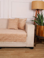 Load image into Gallery viewer, Beige Chenille Sofa Cover 24x30 Inch – Soft, Durable &amp; Textured Fabric with Tassels | Sofa for Living Room, Bedroom, or Drawing Room
