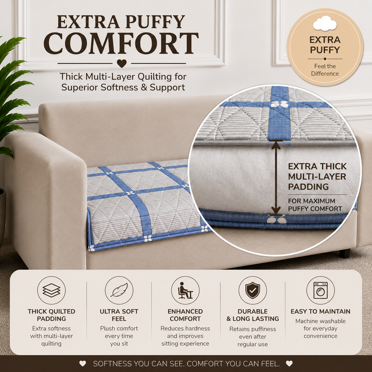 3 Seater (70x30 Inch),Azurecheck