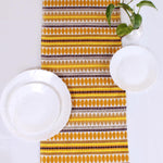 Load image into Gallery viewer, Aztec Yellow Woven Fabric Table Runner with Tassel