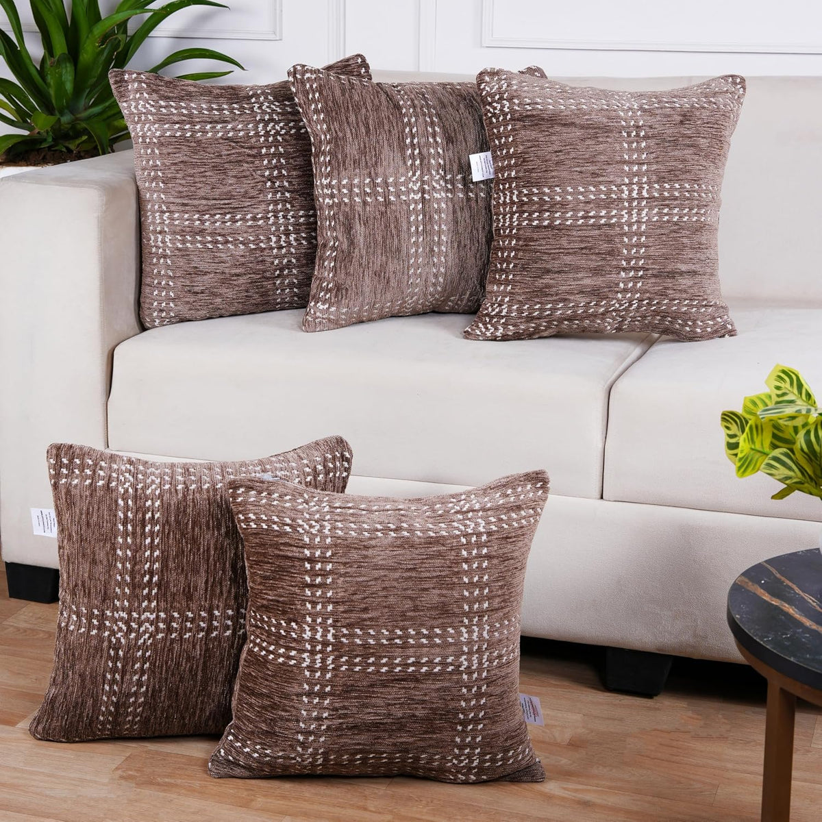 Set of 5 (16x16 inches),Beige