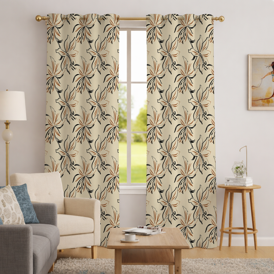 Amber Lily Whispering Gardens Series Premium Heavy Polyester 100% Blackout Curtains 7 Feet Long Set of 1 | Door Curtain 7 Feet x 4 Feet | Perfect for Home Decor