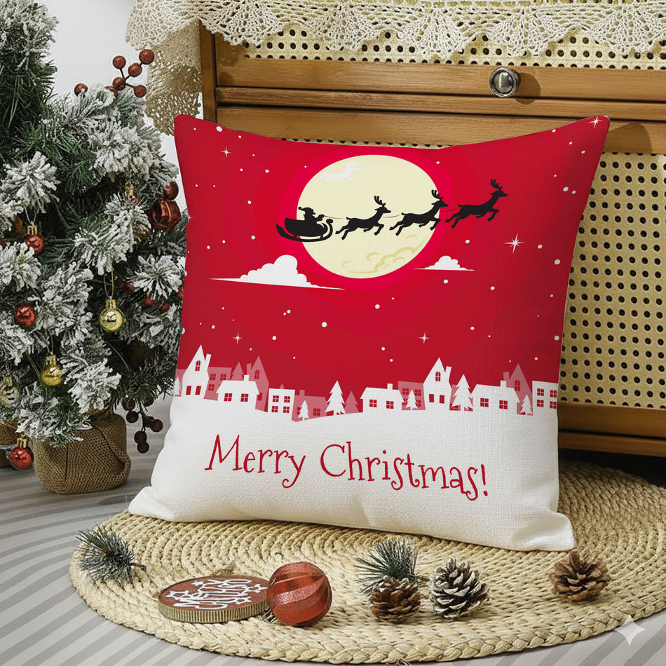 Premium Merry Christmas Red Cushion Cover – 16x16 Inches